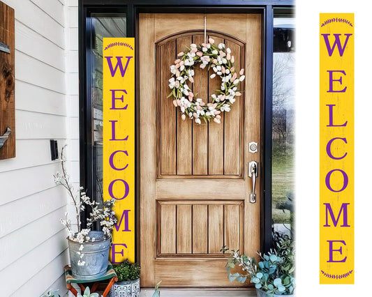 72in Yellow Outdoor Welcome Sign | Rustic Sign | Front Door, Entryway Decor | Foldable, Portable | UV Protected & Sealed