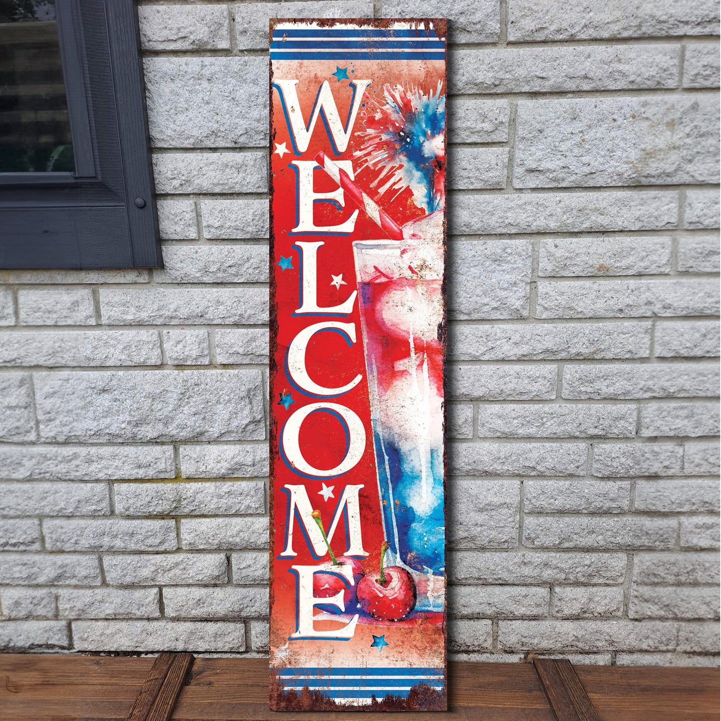 36in 4th of July Porch Sign - Rustic Farmhouse Decor - UV Protected, Reversible - Ideal for Door, Mantel ,  Outdoor Entryway, Wall
