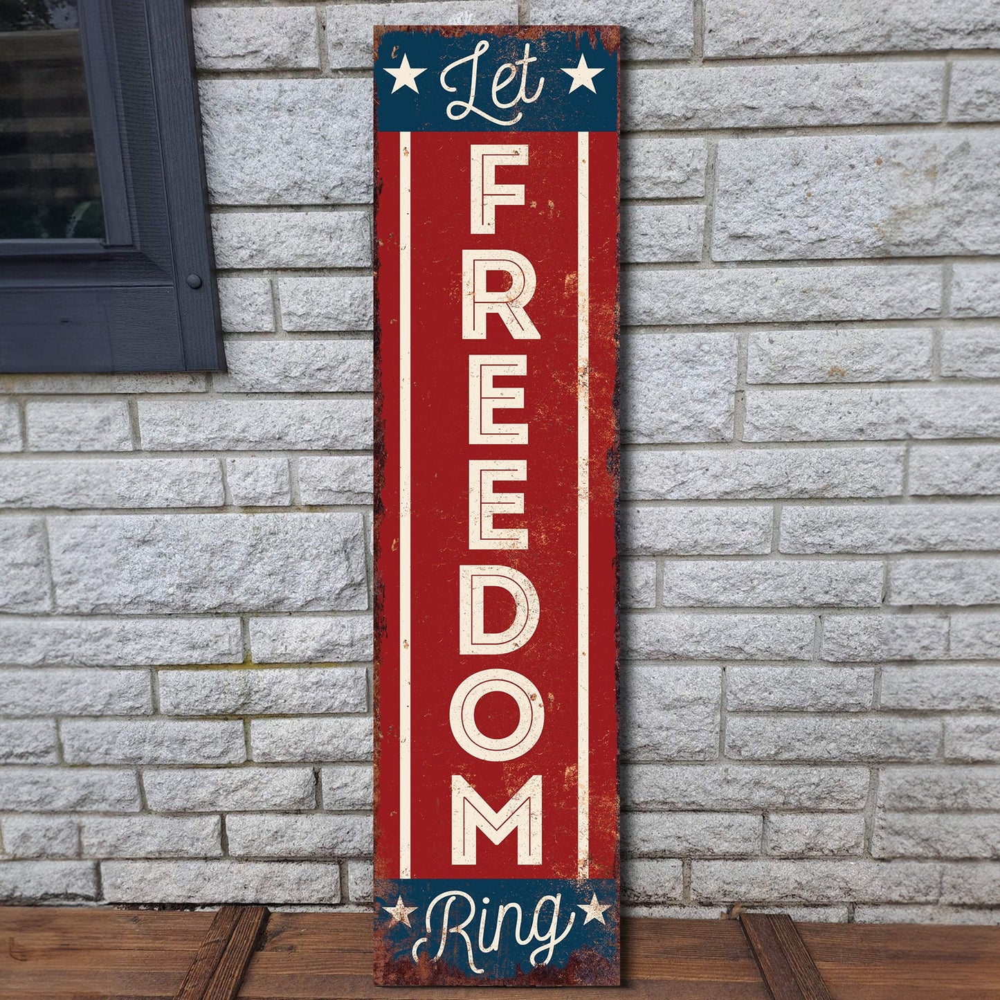 36in 4th of July Porch Sign - Rustic Farmhouse Decor - UV Protected, Sealed, Reversible - Ideal for Door, Wall, Outdoor Entryway