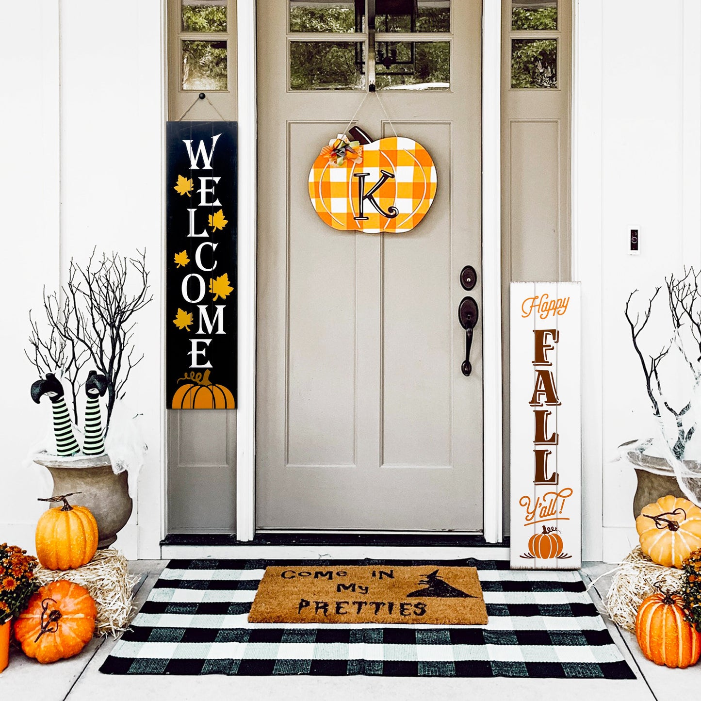 36in Fall Welcome Sign for Home Decor - Reversible Vertical Porch Sign for Front Door