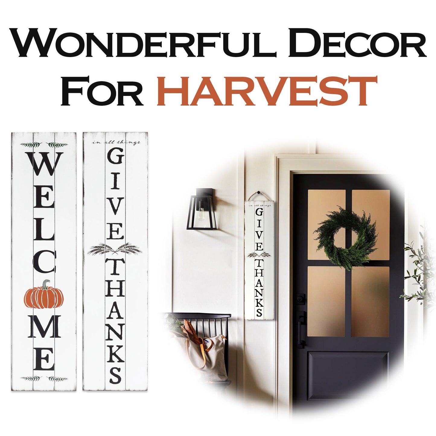 Fall Sign for Home Decor | Fall Welcome Sign for Front Door | Fall Welcome Sign | Reversible Vertical Porch Sign