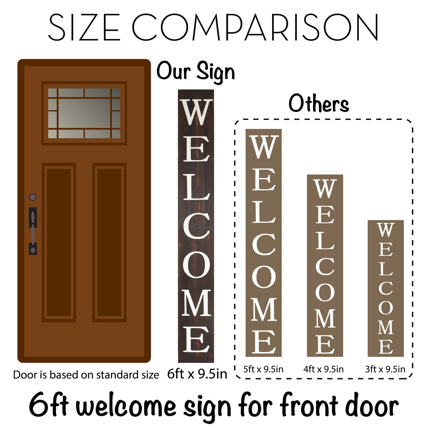 72in Outdoor Welcome Sign for Front Door, 6ft Brown Welcome Sign,Rustic Welcome Sign for Front Porch Decor