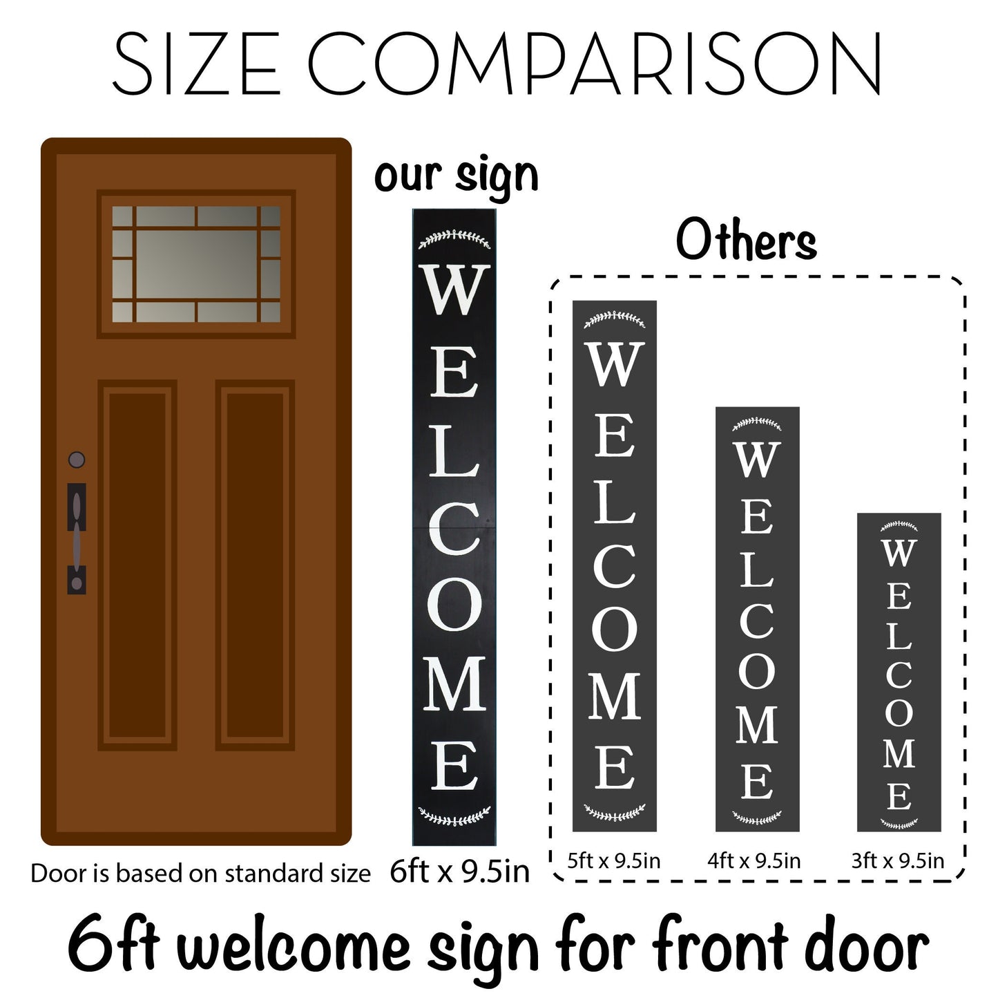 72in Outdoor Welcome Sign | Black Front Door Decor | Rustic Tall Welcome Sign | Front Porch Decor