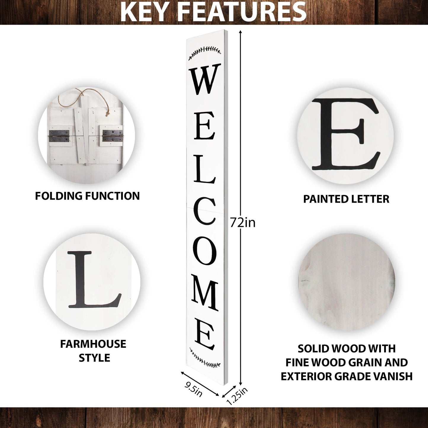 72in White Outdoor Welcome Sign - Perfect Front Door and Porch Decor
