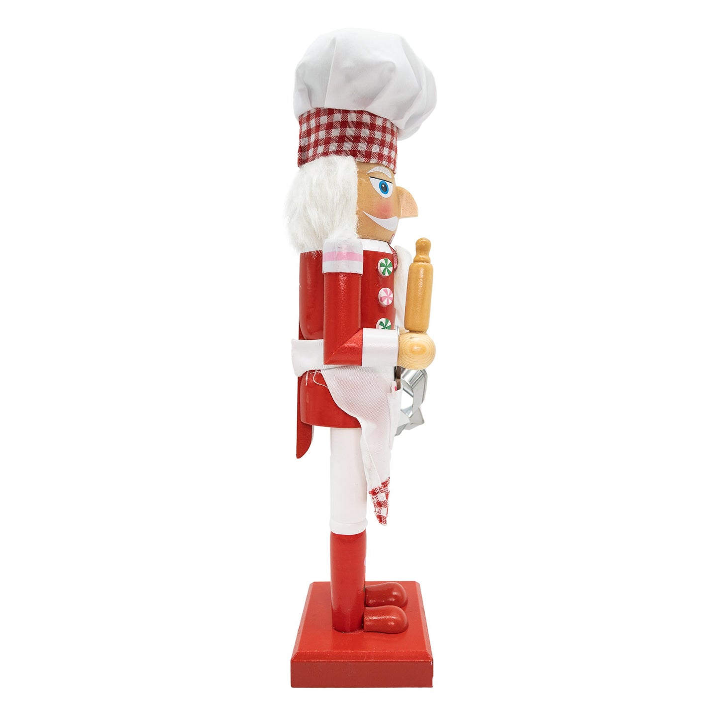 14-inch Wooden Nutcracker Christmas Decoration | Red-Baker Chef Figure | Holiday Decor