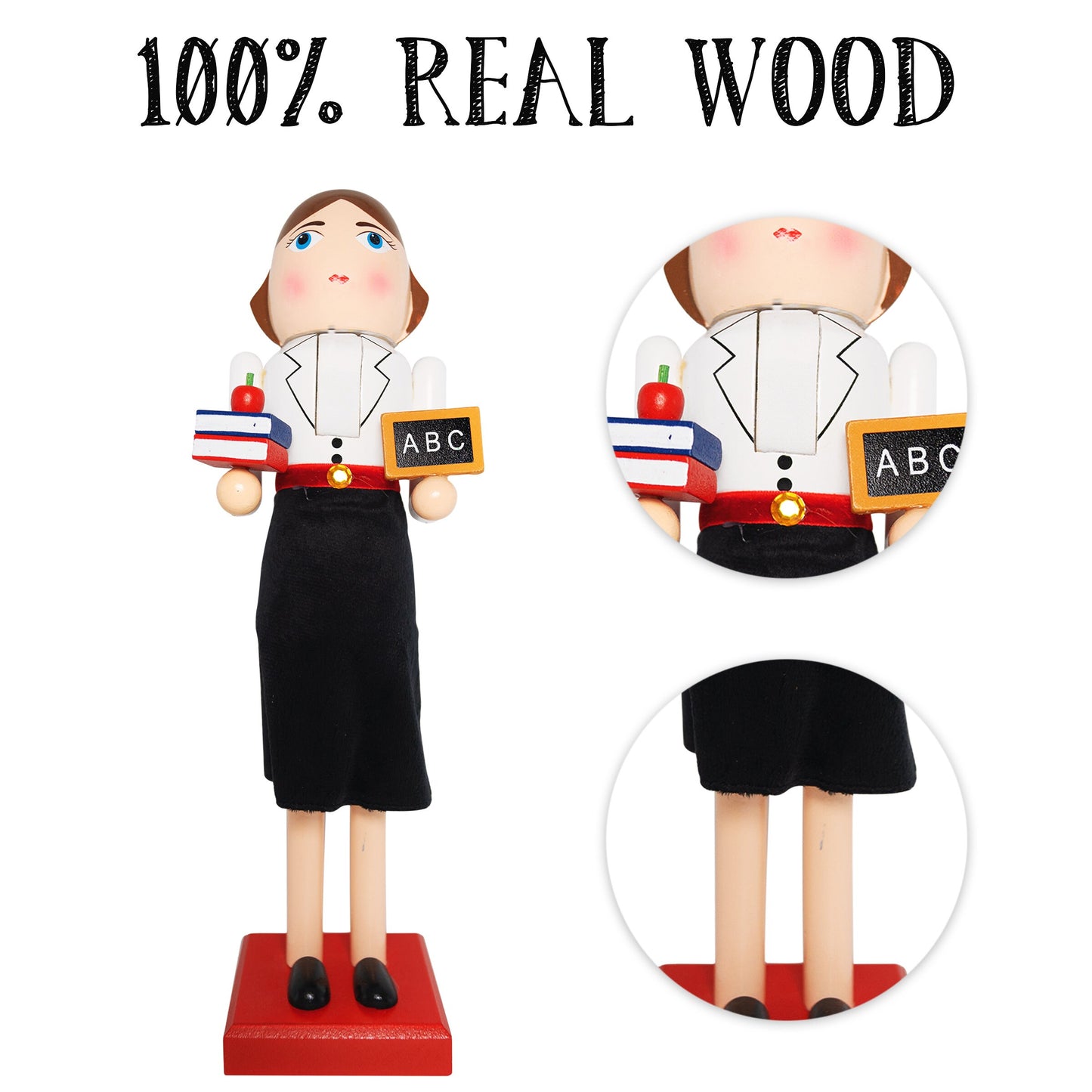 14-inch Wooden Nutcrackers Christmas Decoration Figures (Teacher Lady)