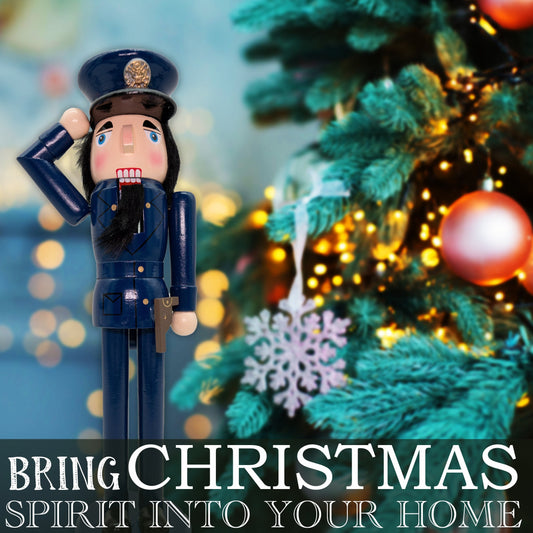 14-inch Wooden Nutcrackers Christmas Decoration Figures Home Dcor (Policeman)