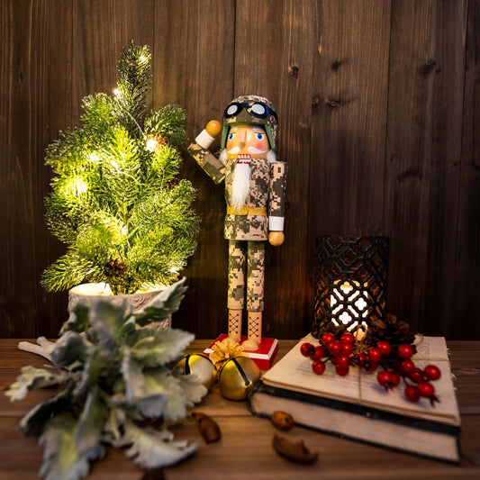 14-inch Wooden Nutcrackers Christmas Decoration Figures Home Dcor (Army Soldier)