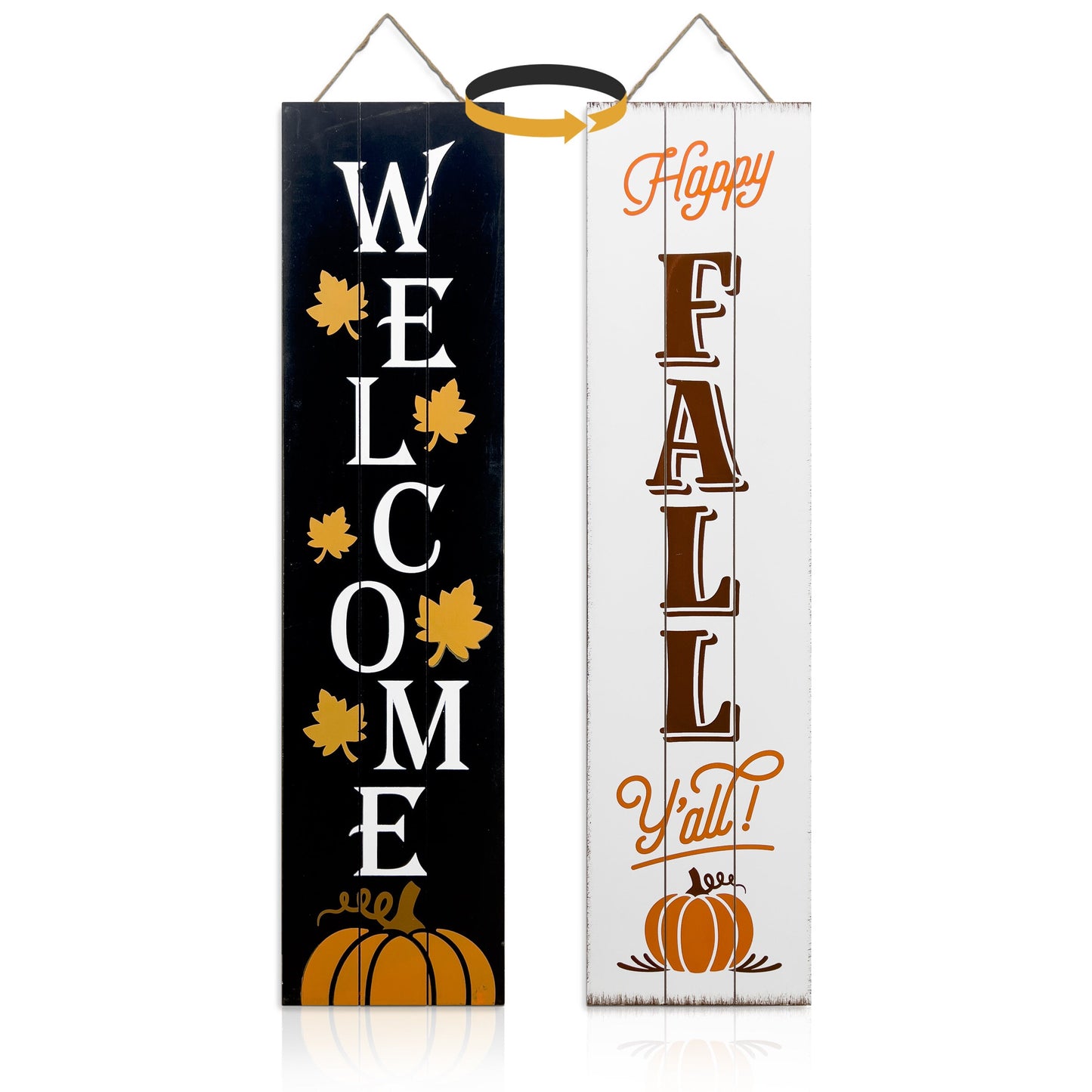 36in Fall Welcome Sign for Home Decor - Reversible Vertical Porch Sign for Front Door