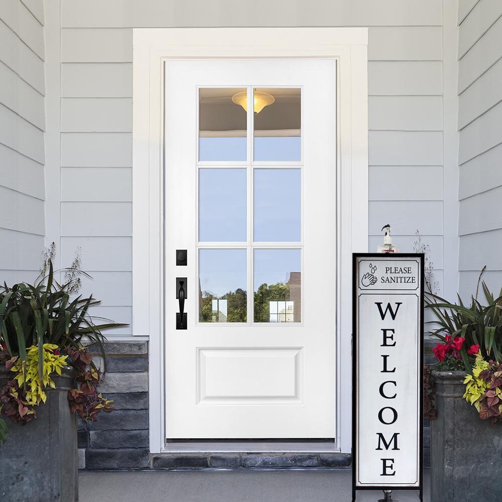 Welcome Sign with Floor Standing Foot Pedal Hand Sanitizer Dispenser Stand 48-Inch (White)