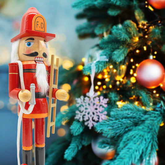 14-inch Wooden Nutcrackers Christmas Decoration Figures Home Dcor (Fireman)