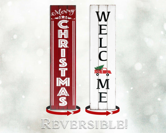 Christmas Welcome Sign for Front Door| Holiday Decorations for Outdoor | 36in Rustic Wooden Christmas Welcome Sign for Front Porch