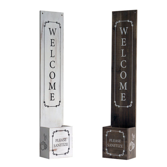 Welcome Signs Hand Sanitizer Dispenser Holder for School Office Salon Commercial Toilet Hand Clean in Public Set of 2 (Brown & White)