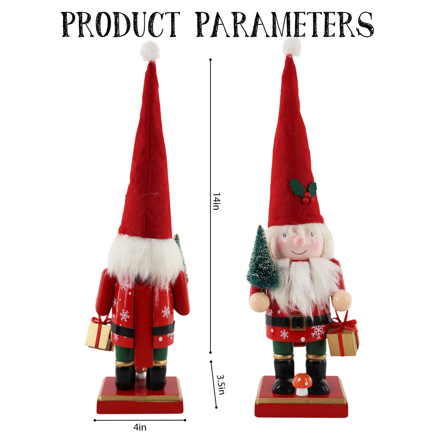 14-inch Wooden Nutcrackers Christmas Decoration Figures (Gnome)