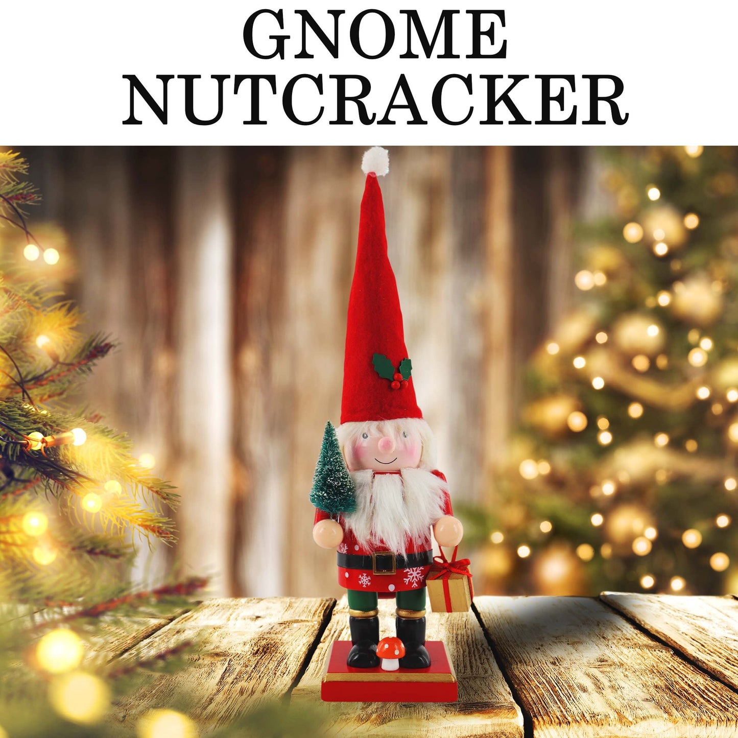 14-inch Wooden Nutcrackers Christmas Decoration Figures (Gnome)
