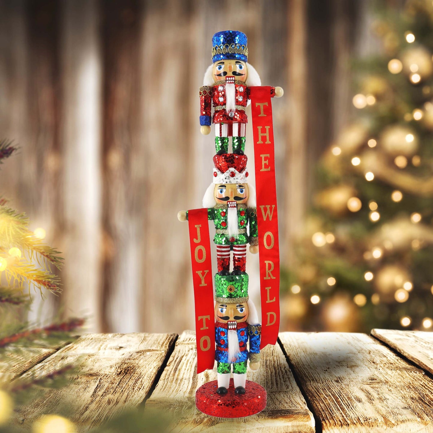 18IN Stacked Nutcracker | Perfect for Indoor Decor, Holiday Decorations, and Festive Display