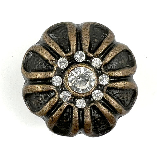 Cast Iron Rhinest Flower Cabinet Knobs 6 Pack Knobs for Cabinets and Drawers, Closet Door Knobs, Drawer Pulls and Knobs with Mounting Screws