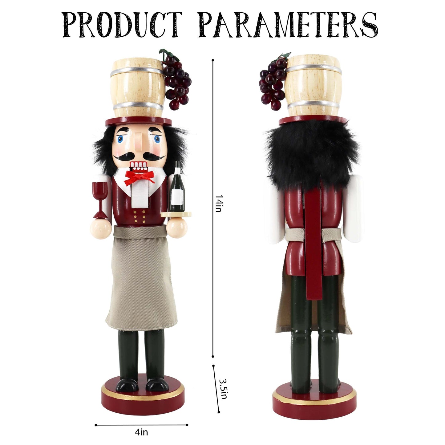 14-inch Wooden Nutcrackers Christmas Decoration Figures (Wine Server)