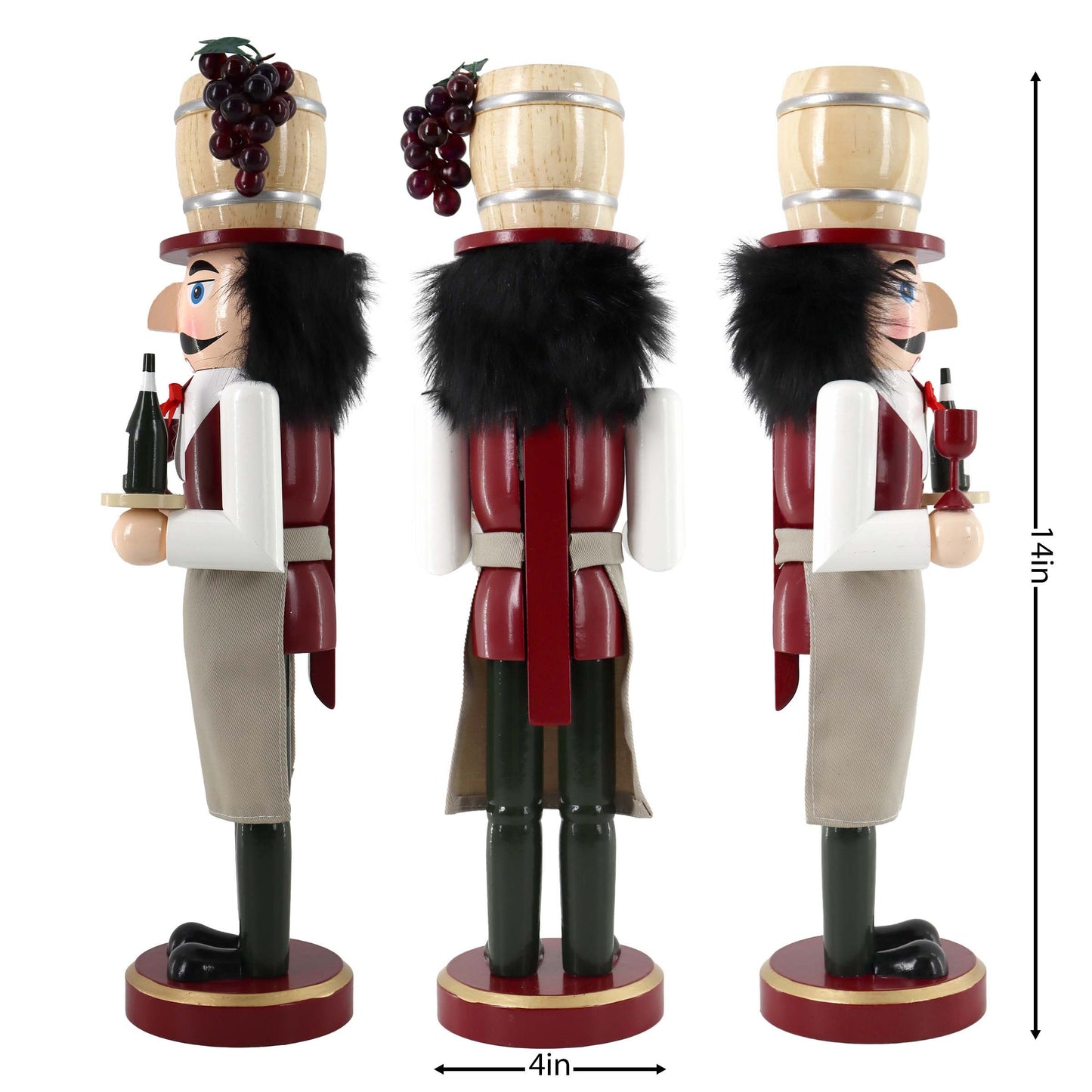 14-inch Wooden Nutcrackers Christmas Decoration Figures (Wine Server)