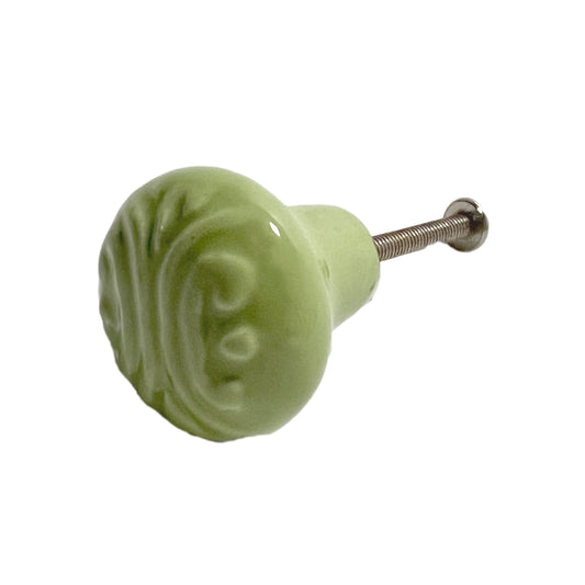 Ceramic Embossed  Cabinet Knobs 6 Pack Knobs for Cabinets and Drawers, Closet Door Knobs, Drawer Pulls and Knobs with Mounting Screws