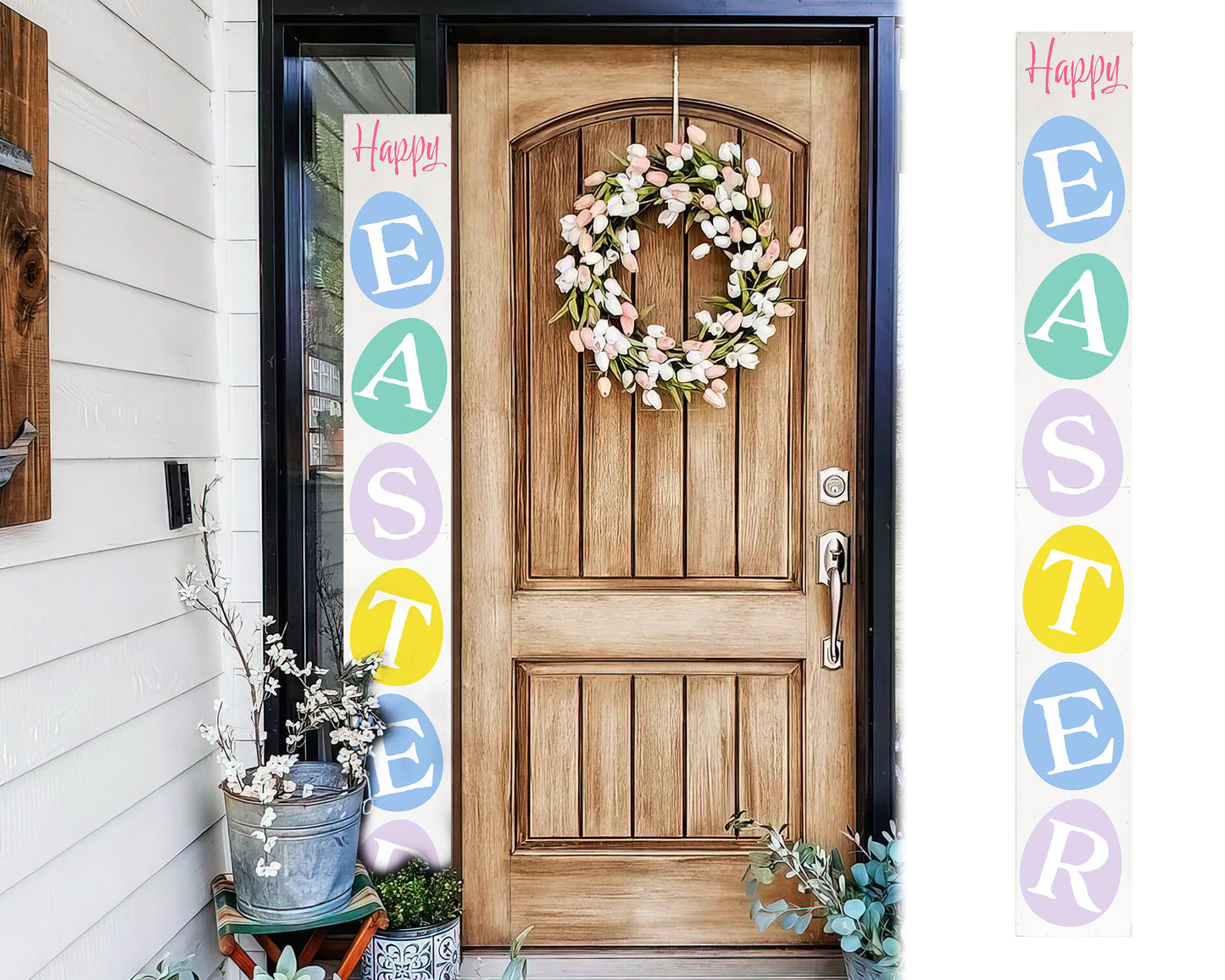 72in Happy Easter Porch Sign - Easter Decor Sign, Home Front Door Yard Party Decor, Folding Sign, Rustic Farmhouse Party De