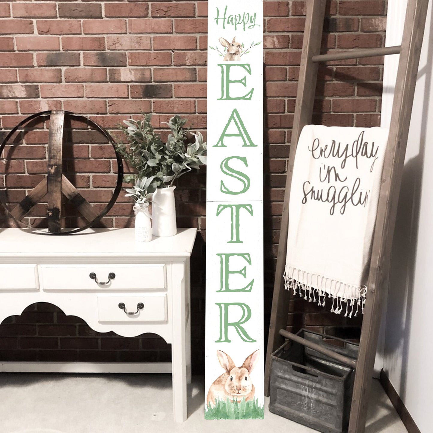 72in Happy Easter Porch Sign - Easter Decor Sign, Home Front Door Yard Party Decor, Folding Sign, Rustic Farmhouse Party Decor