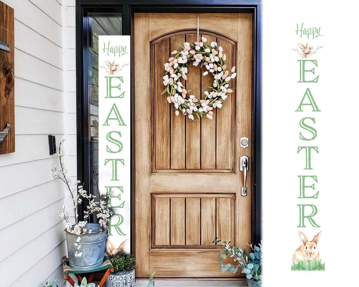 72in Happy Easter Porch Sign - Easter Decor Sign, Home Front Door Yard Party Decor, Folding Sign, Rustic Farmhouse Party Decor