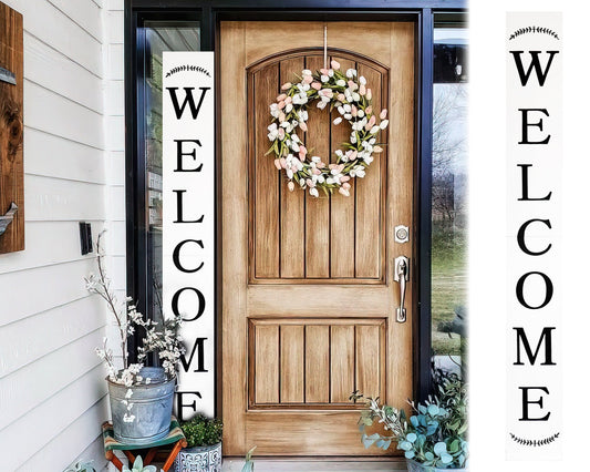 72in White Outdoor Welcome Sign - Perfect Front Door and Porch Decor