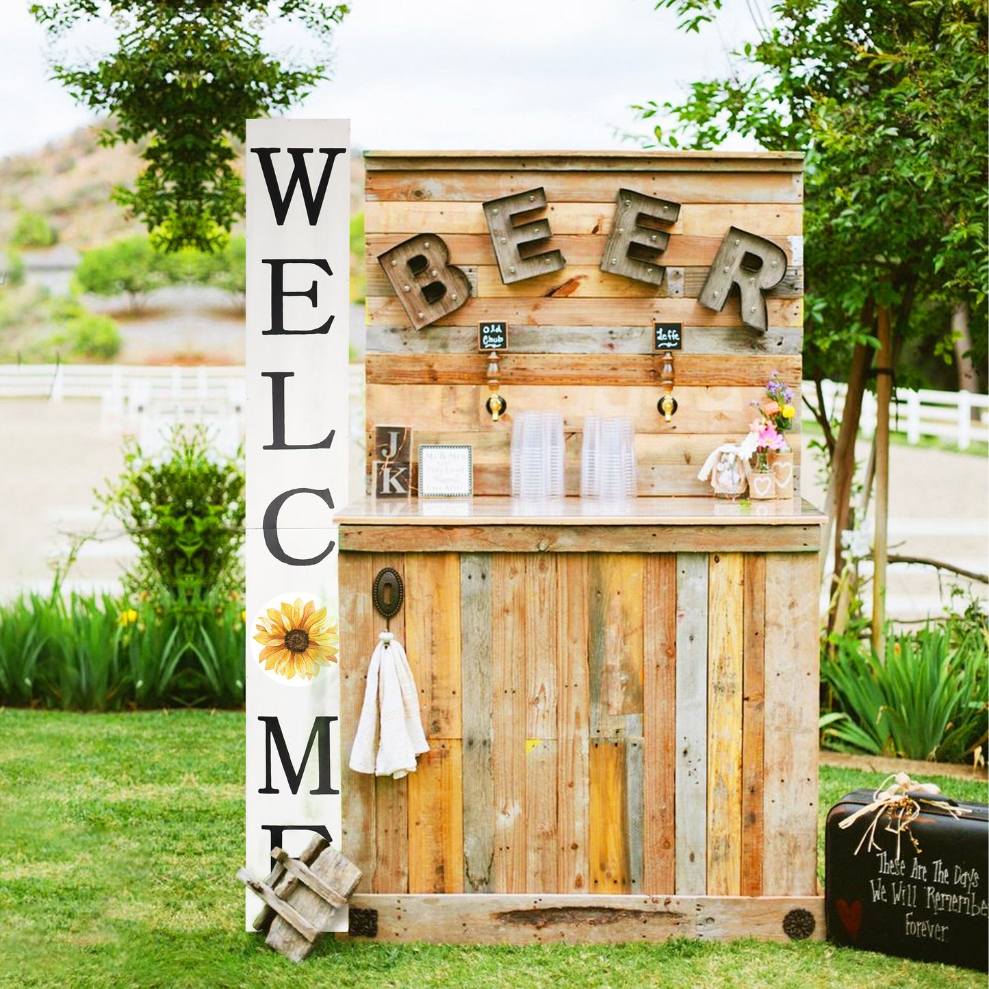 72in Welcome Porch Sign with Sunflower Fun Door Sign