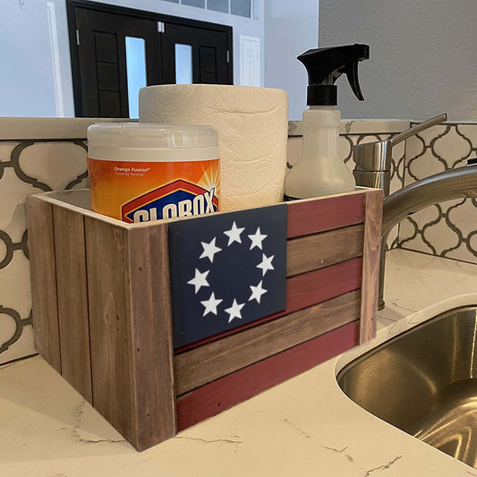 Wood American Flag Crate Set of 3 - Decorative Storage for Home Organization