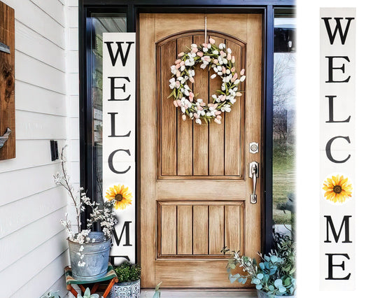 72in Welcome Porch Sign with Sunflower Fun Door Sign