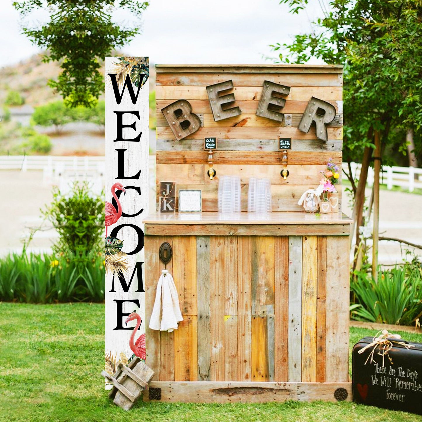 72in Outdoor Welcome Sign for Front Door Porch Decor - Coastal Welcome Sign for Farmhouse Home Decorations - Big Summer Welcome Board
