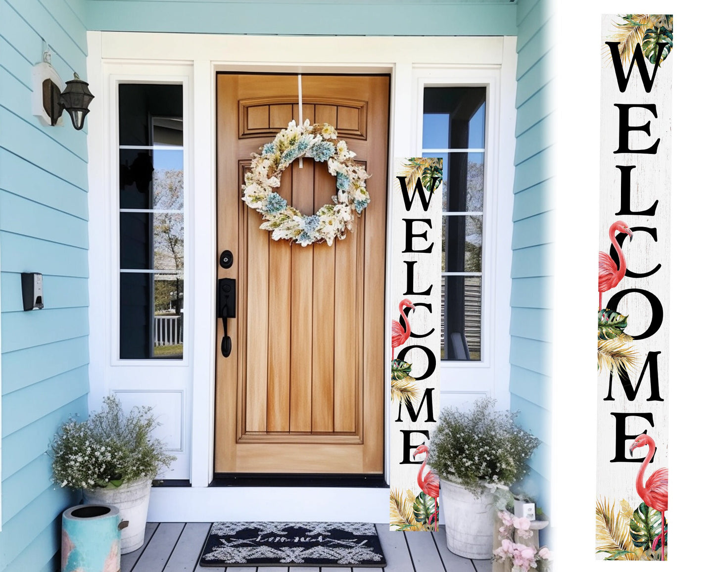72in Outdoor Welcome Sign for Front Door Porch Decor - Coastal Welcome Sign for Farmhouse Home Decorations - Big Summer Welcome Board