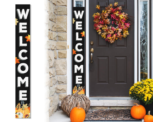 72in Fall Welcome Sign | Black Front Door Display | Perfect for Porch Decor | Ideal for Autumn Celebrations