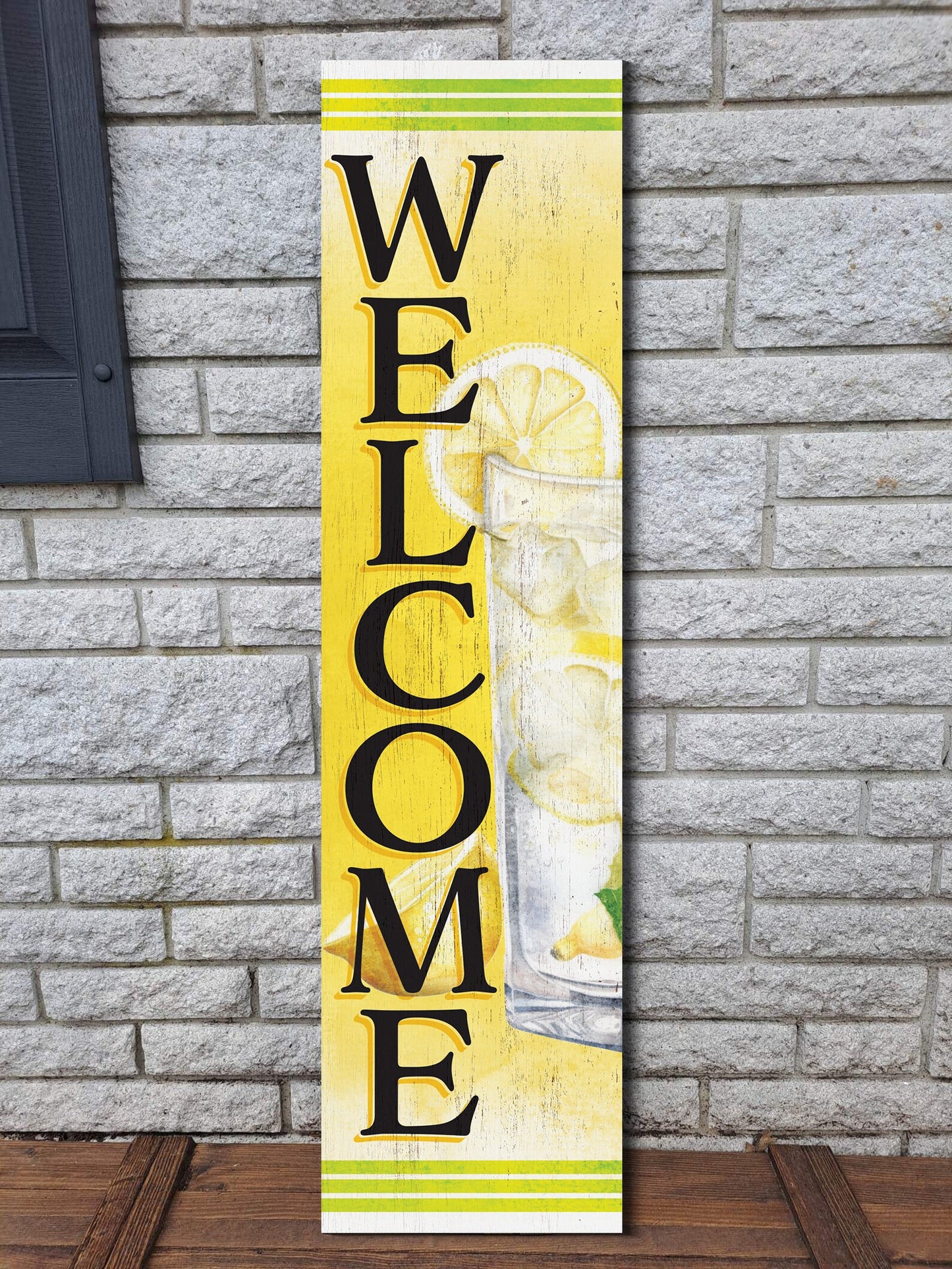 36in Lemonade Welcome Wooden Porch Sign, Refreshing Summer Front Door Decor, Rustic Farmhouse Entryway Wall Display, Outdoor Home Accent