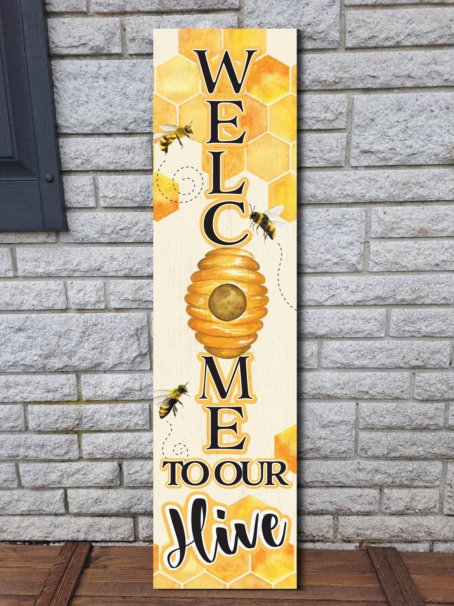 36in "Welcome to Our Hive" Summer Porch Sign | Bee-Themed Home Decor | Perfect for Living Room, Entryway, Mantle, Porch, Front Door
