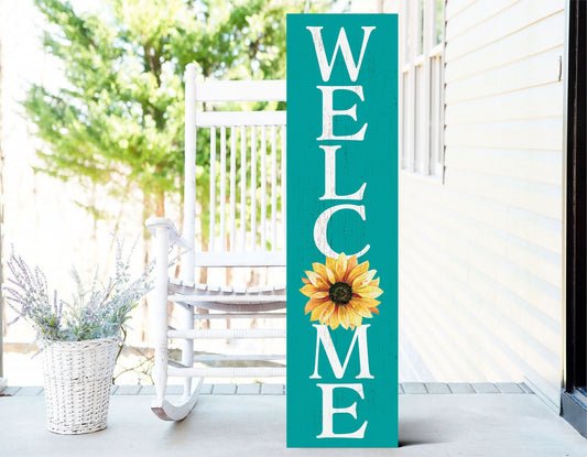 36in "Welcome" Watercolor Sunflower Summer Porch Sign | Wooden Front Door Wall Decor | Ideal Summer Porch Decor