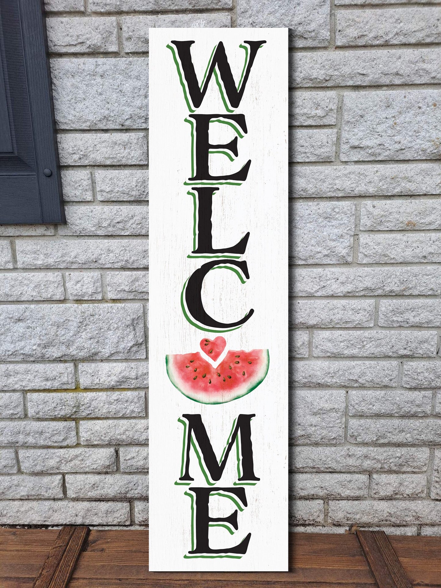 36in Welcome Sign with Watermelon Pattern - Front Door Porch Standing Decor - Charming Summer Design for Home Entryway, Great Gift Idea