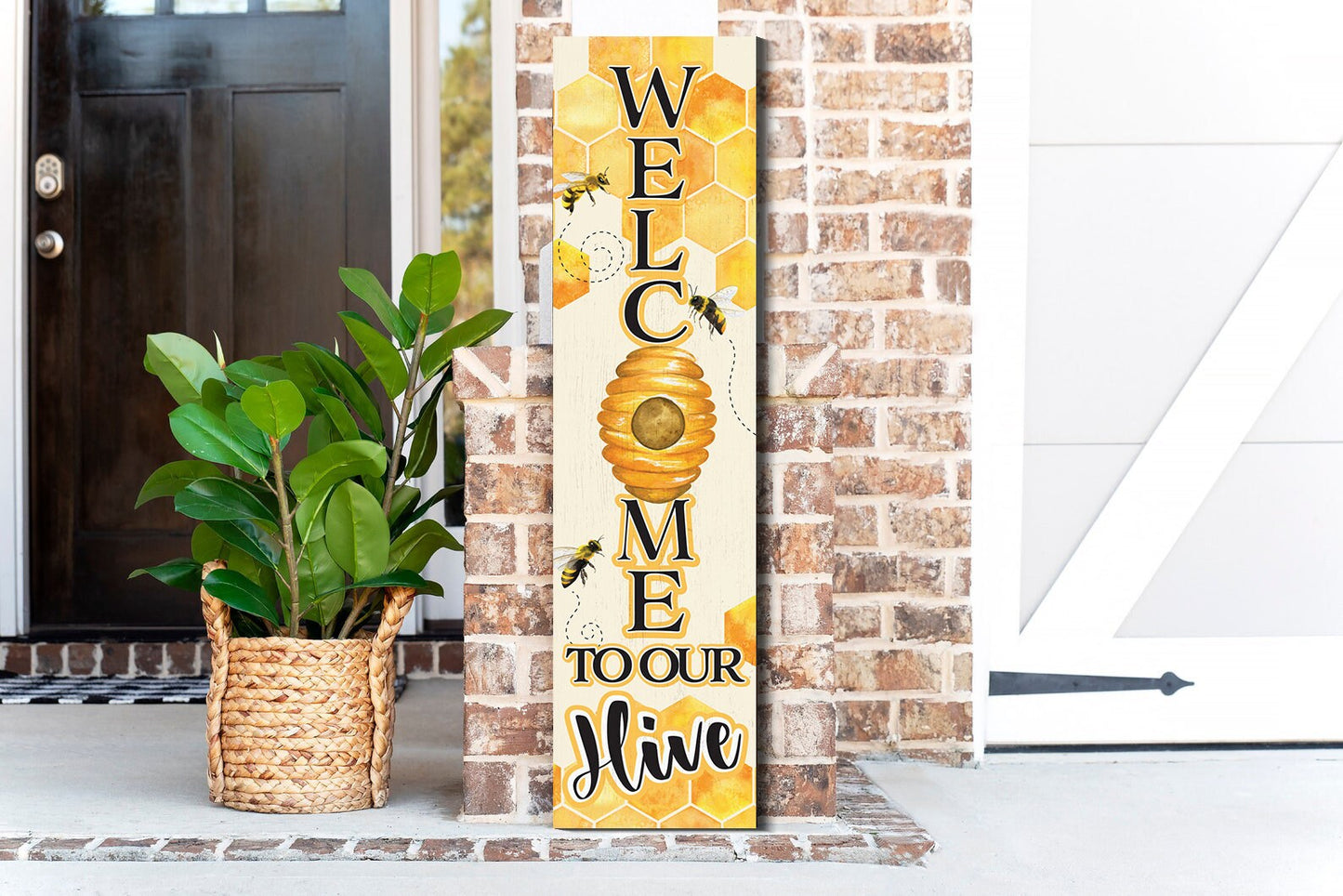 36in "Welcome to Our Hive" Summer Porch Sign | Bee-Themed Home Decor | Perfect for Living Room, Entryway, Mantle, Porch, Front Door