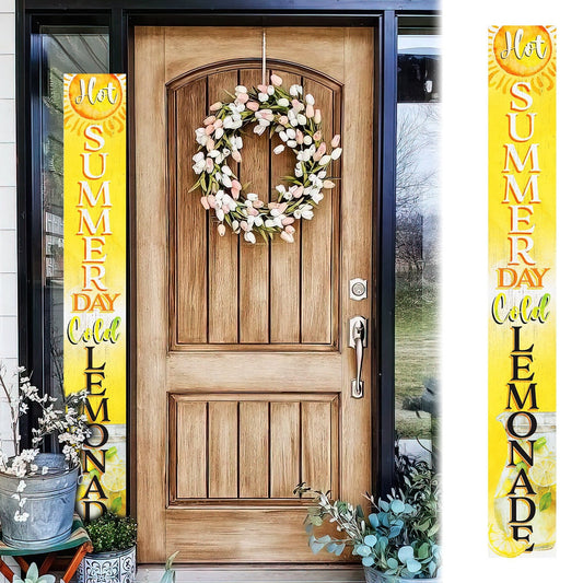 72in "Hot Summer Day Cold Lemonade" Porch Sign for Front Door Decor