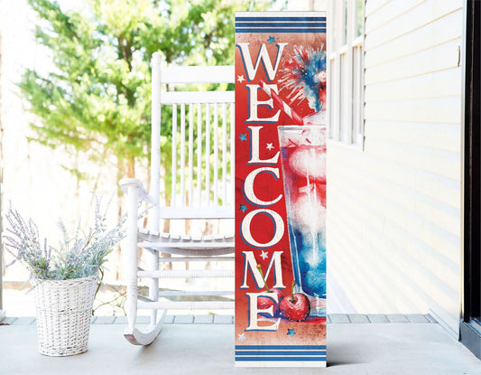 36in 4th of July Welcome to Drink Cocktail Porch Sign - Festive Outdoor Party Decorationch Sign - Patriotic Home Decor Accent