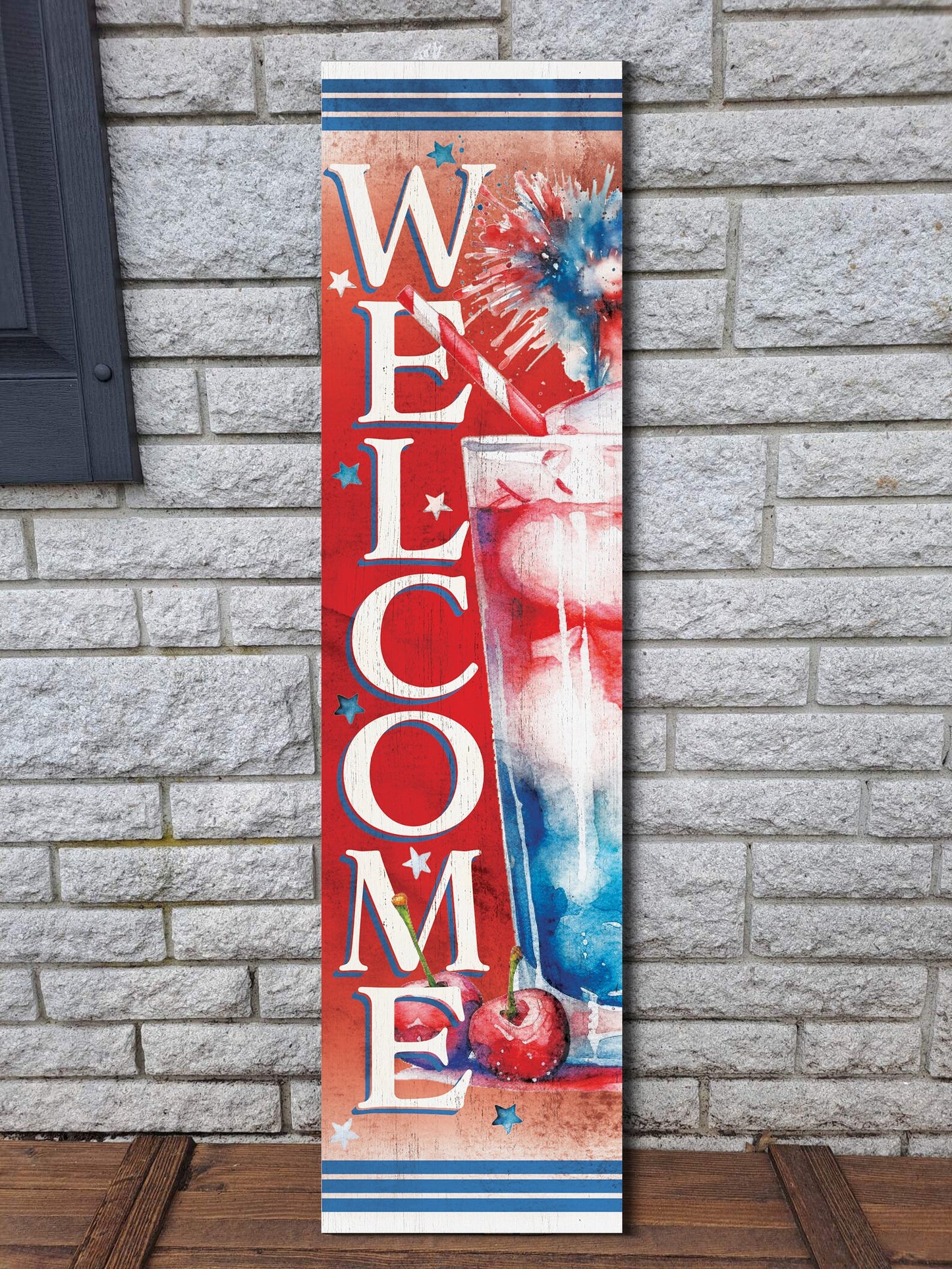 36in 4th of July Welcome to Drink Cocktail Porch Sign - Festive Outdoor Party Decorationch Sign - Patriotic Home Decor Accent