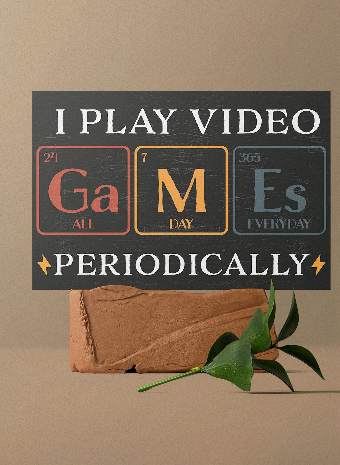 Show Your Gamer Side: 7.5in x 5in Wooden Wall Decor Sign - "I Play Video Games Periodically" with Element Blocks - Creative & Fun
