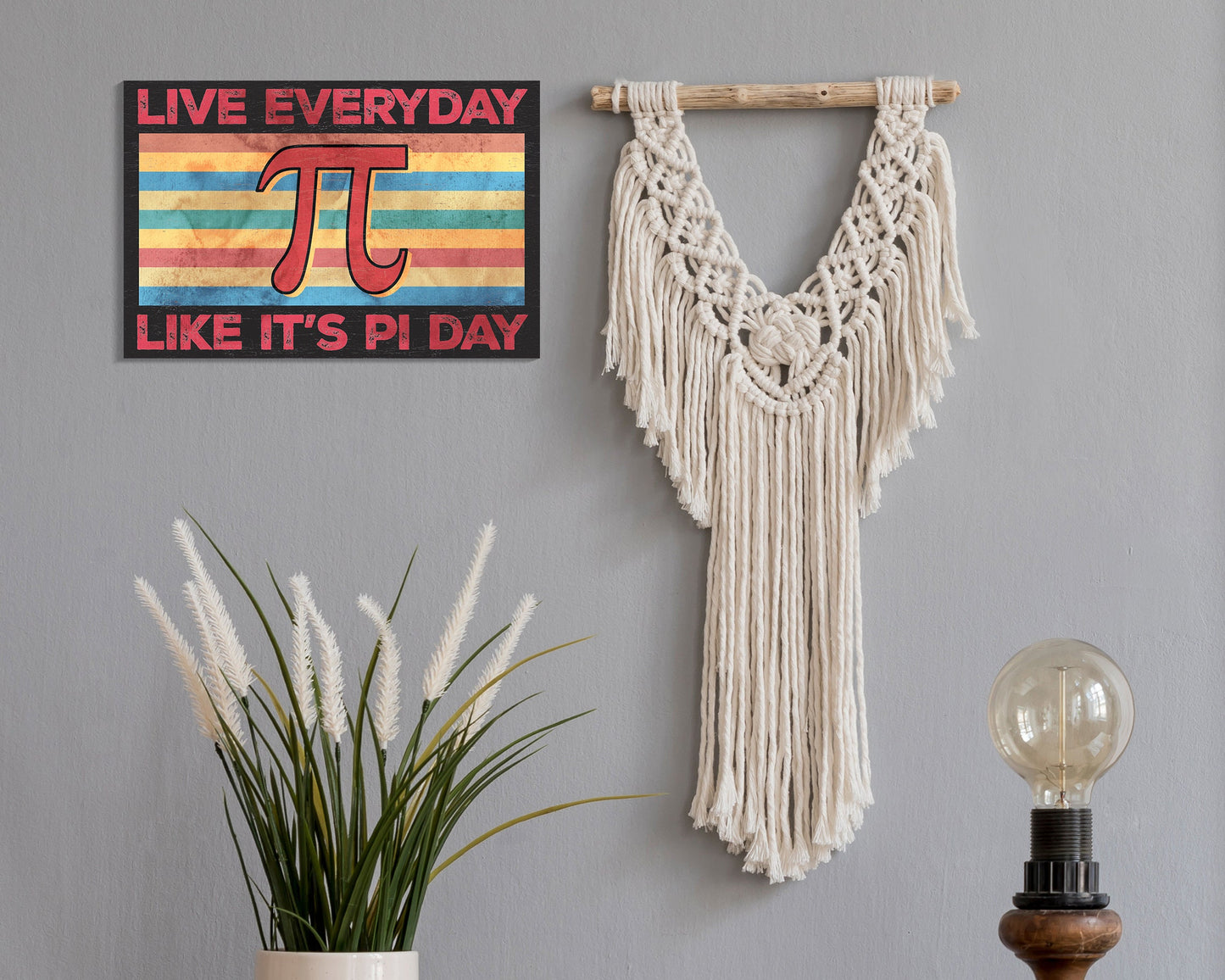 Live Everyday Like It's Pi Day - Number Symbol Teacher Math Wooden Sign - 7.5x5in Wall Decor for Home & Classroom, Great Gift