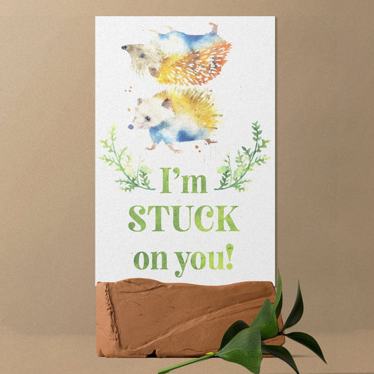 I'm Stuck On You with Hedgehogs - 7.5in x 5in Wooden Wall Decor Sign - Cute & Humorous Sign for Home and Office, Great Gift Idea