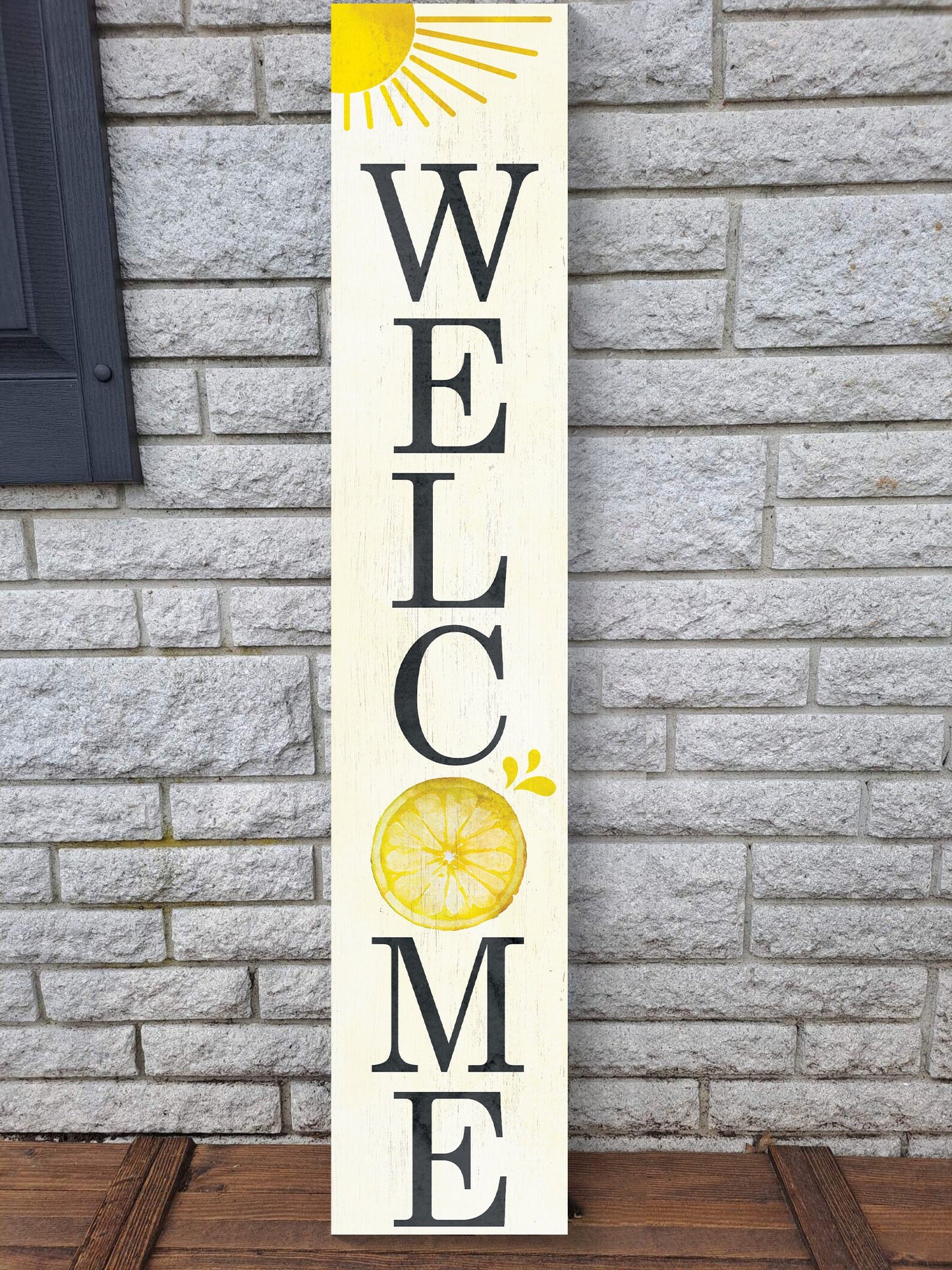 48in "Welcome" with Lemon Pattern Summer Porch Sign - Perfect for Front Porch Decor and Outdoor Parties