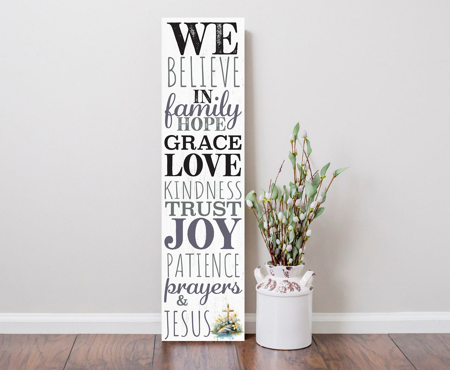 36in Christian Motivational Porch Sign - Inspirational Front Door Wall Decor for a Positive and Uplifting Atmosphere