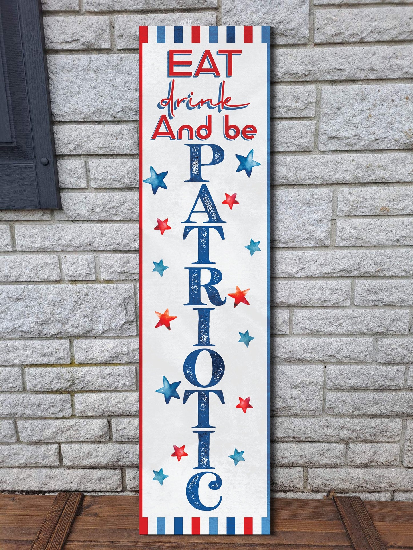 36in 4th of July Eat, Drink, and Be Patriotic Wooden Porch Sign - Festive Outdoor Decoration