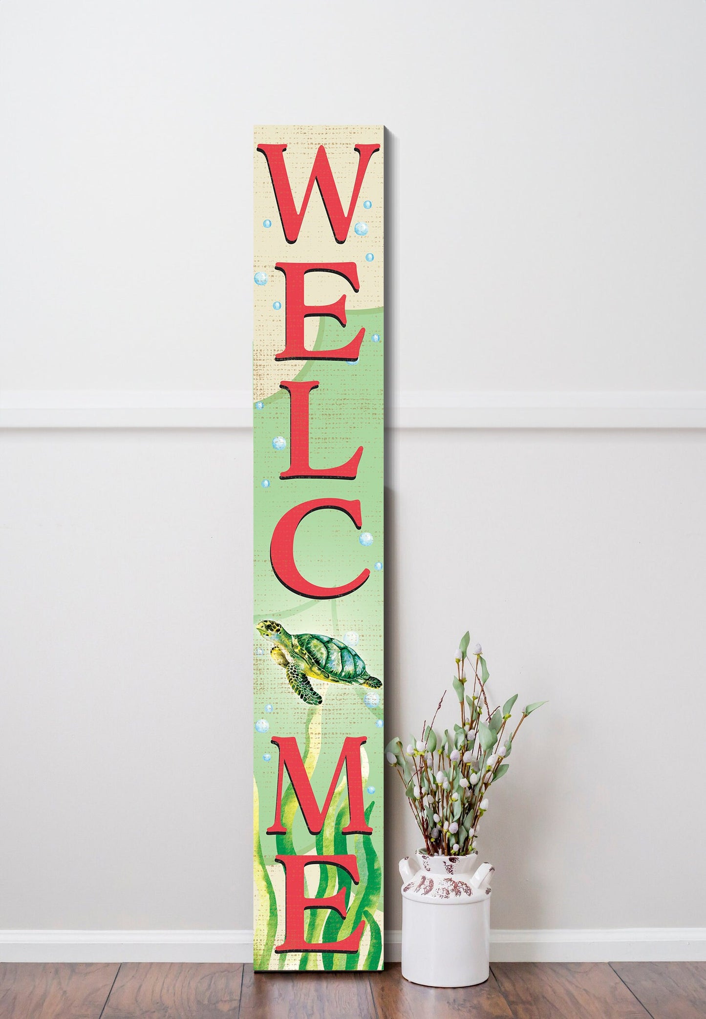 60in Summer Welcome Sign with Turtle Design | Front Door Porch Decor | Coastal Welcome Sign | Farmhouse Home Decorations