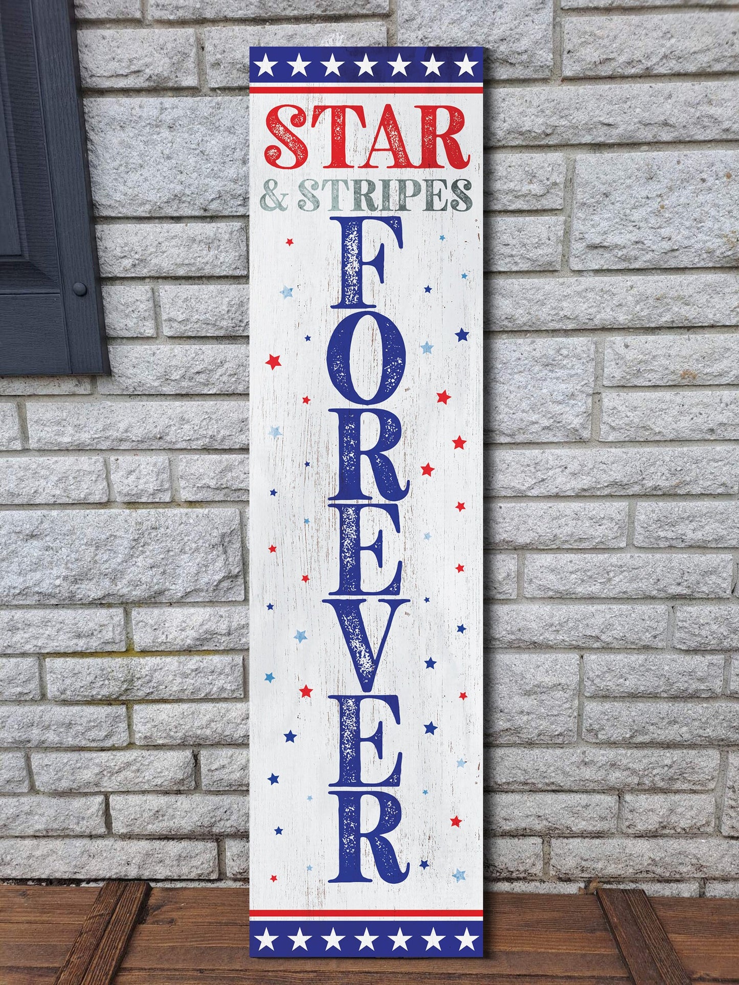 36in 4th of July Stars & Stripes Forever Porch Sign - Patriotic Front Door Decoration